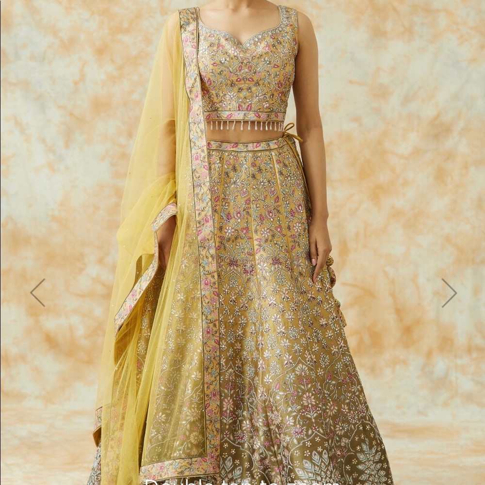 Ombre Yellow Silk Bridal Lehenga